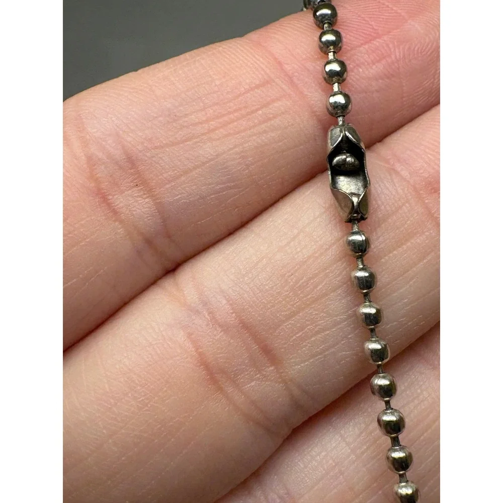 Vintage Silver Tone Ball Chain Necklace with Four Multi-Stone People Charms 22
